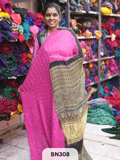 MODAL GAJI - AJRAKH BANDHINI SAREE