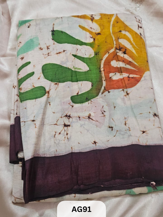 MURSHIDABAD HAND BATIK PAINTED SILK SAREE