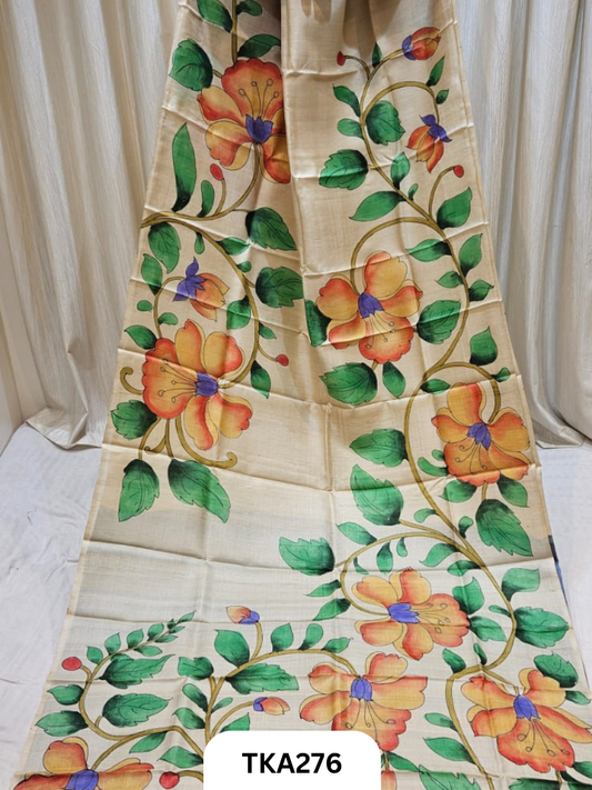 PURE HANDOWEN TUSSAR HAND PAINTED SAREE