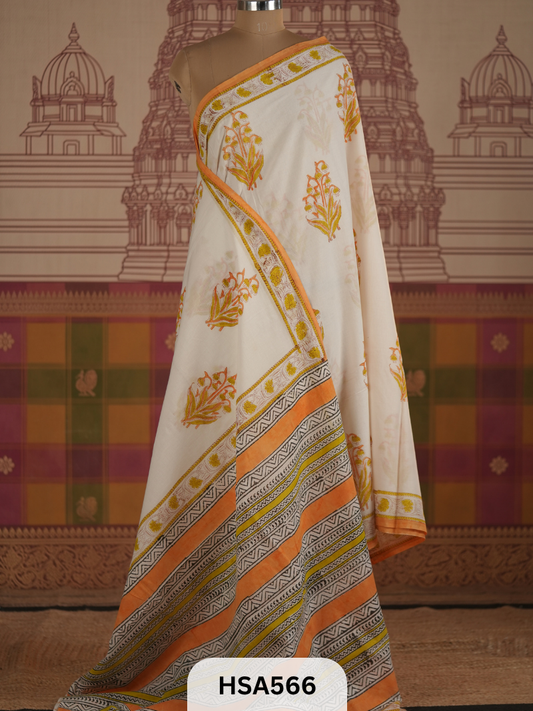 COTTON AJRAKH HANDBLOCK SAREE