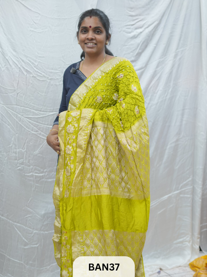 PURE RAW SILK WITH MEENAKARI BUTTA BANDHINI SAREE