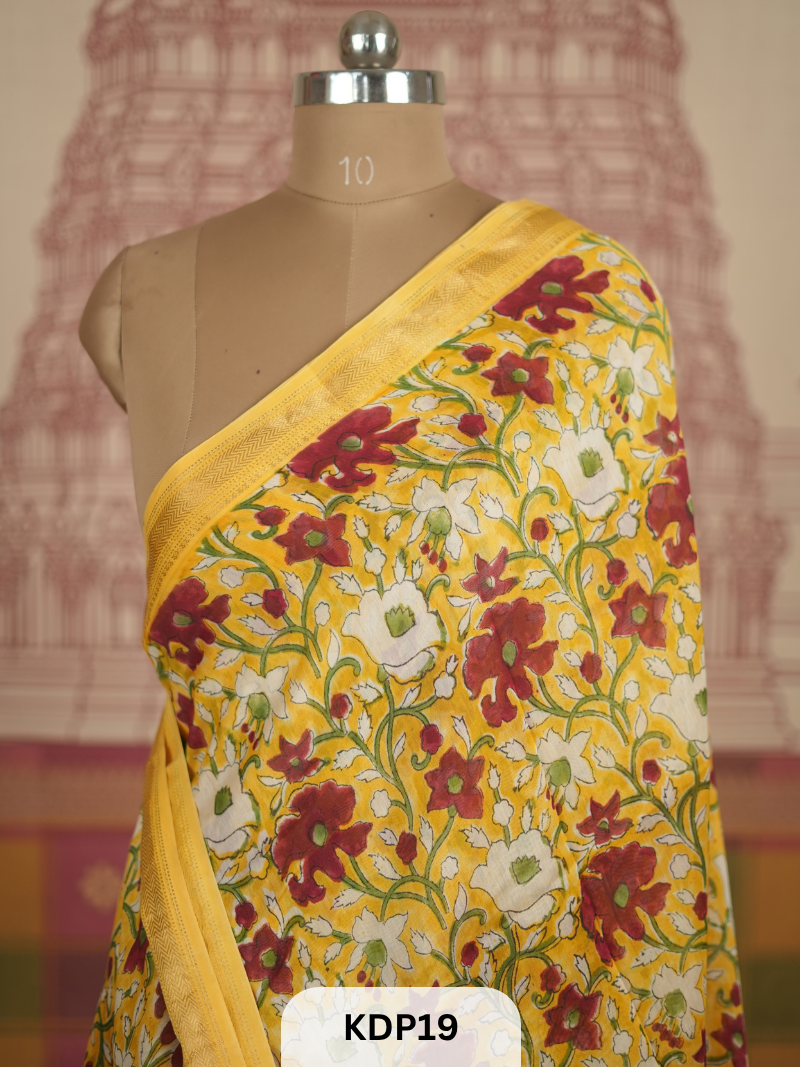 Maheshwari Sanganer Hanblock Print Saree