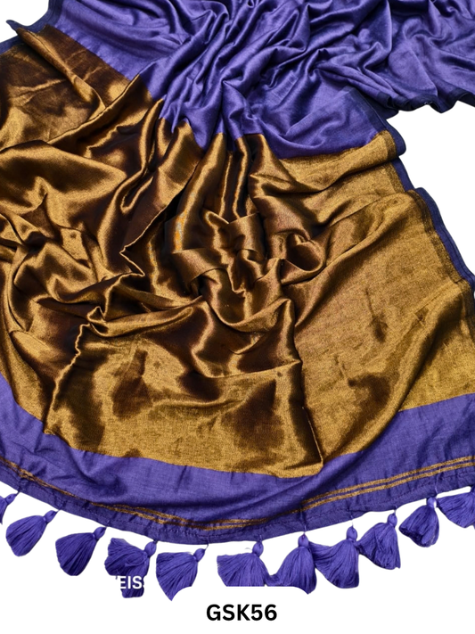 Plain Modal Tissue Saree With Blouse piece