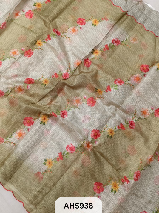 Soft Silk Kota Digital Print Saree With Blouse