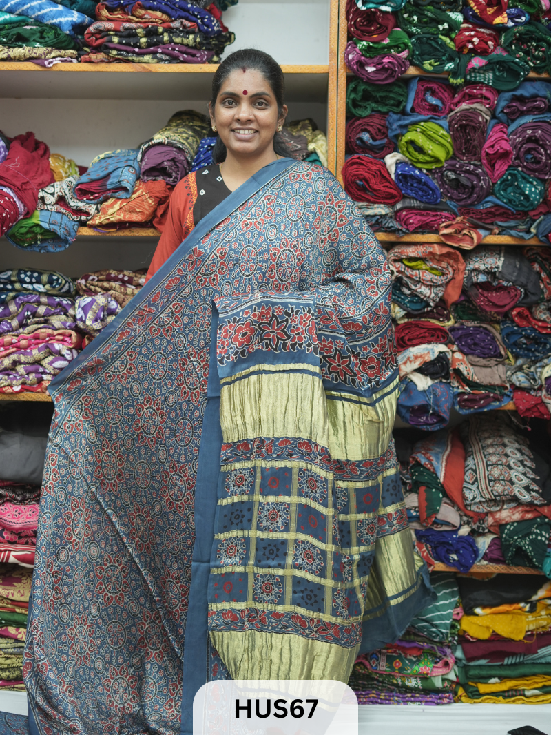 VISCOSE AJRAKH WITH GHARCHOLA PALLU