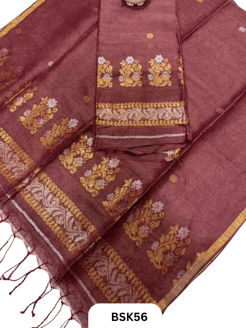 Premium Pure Handloom Linen Silk Salwar  Top 2.7 mtr  Duppata 2.5 mtr