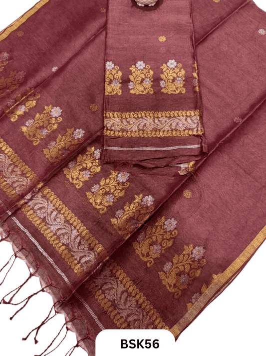Premium Pure Handloom Linen Silk Salwar  Top 2.7 mtr  Duppata 2.5 mtr