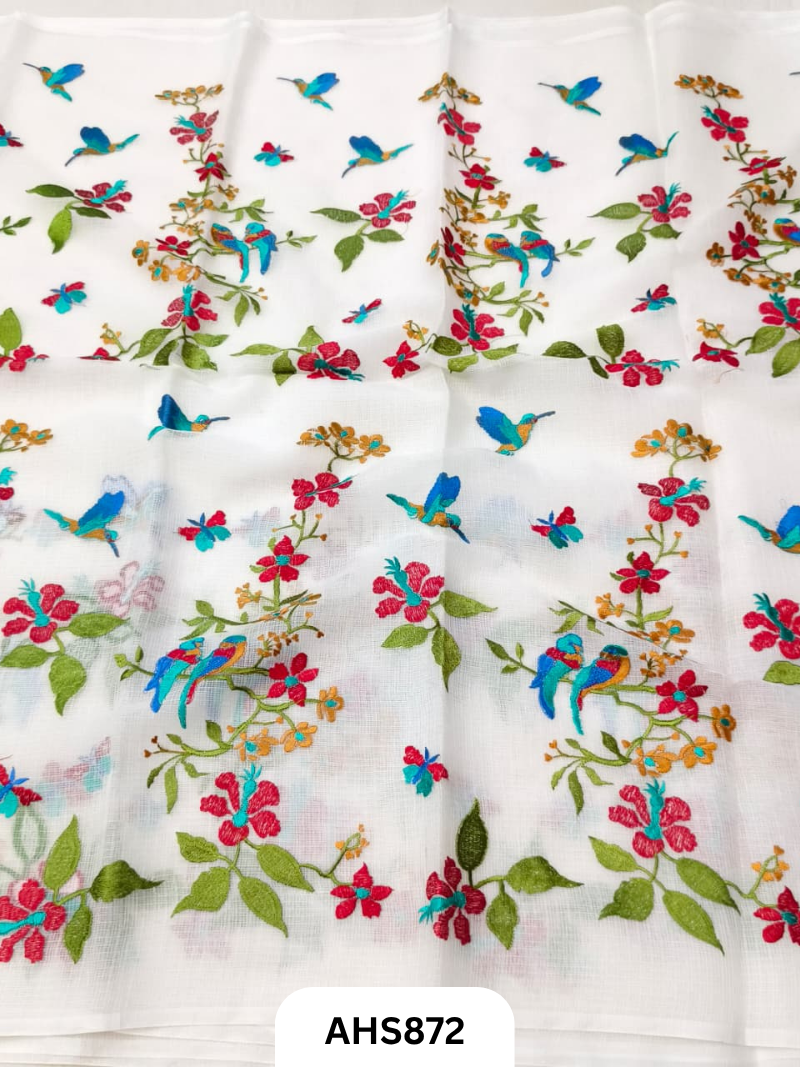 Cotton Kota Embroidery Work Saree