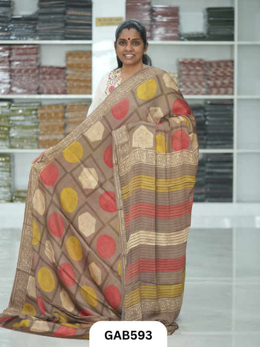 Nashpal & Pomegranate Peel Printed Modal Silk Sarees with blouse