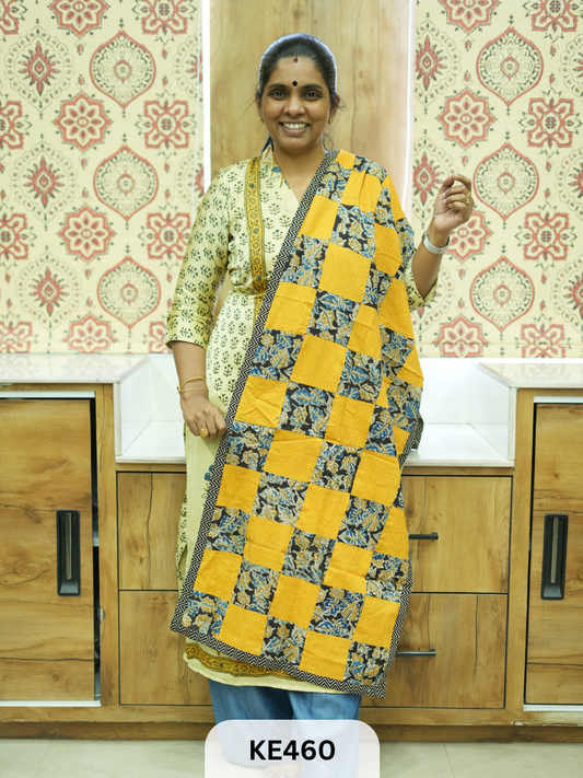 APPLIQUE AJARKH COTTON STOLES - VEGTABLE PRINT