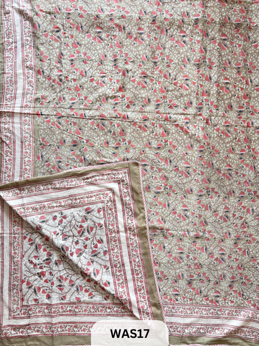 PREMIUM HAND BLOCK PRINTED JAIPURI COTTON 3 LAYER SIZE-90×108 KING SIZE
