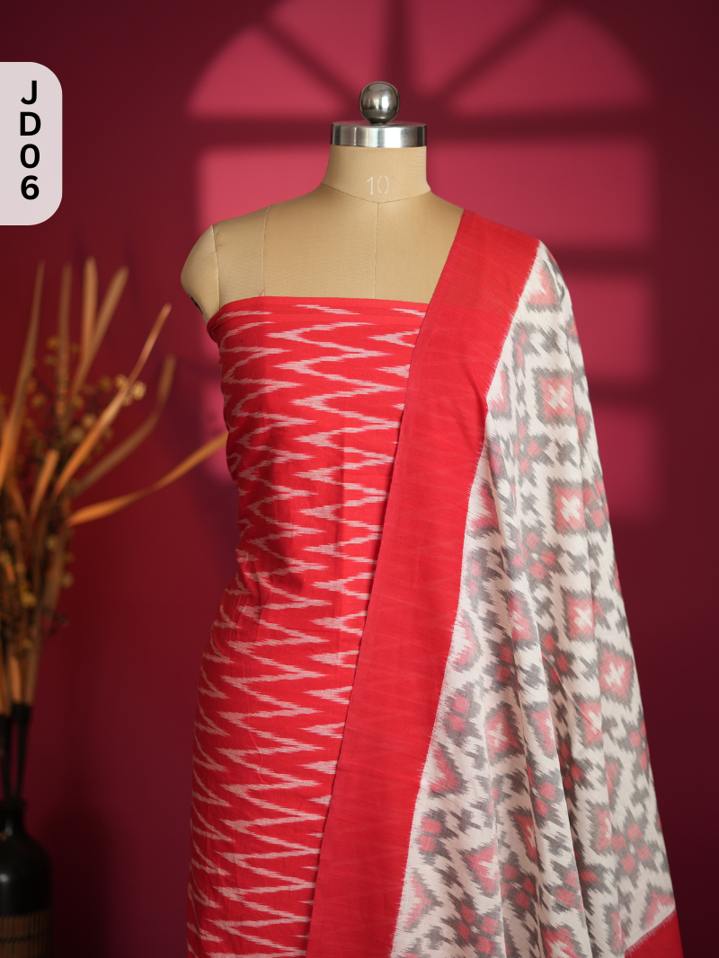 Double Ikkat Cotton with Mercerised Cotton Dupatta