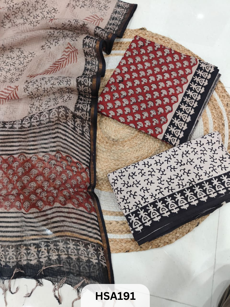 COTTON SUIT WITH KOTA DUPATTA - 3 PCS SET