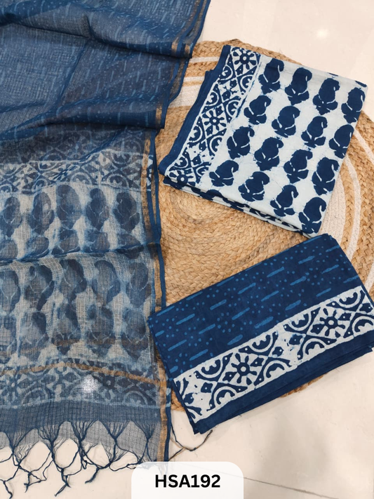 COTTON SUIT WITH KOTA DUPATTA - 3 PCS SET