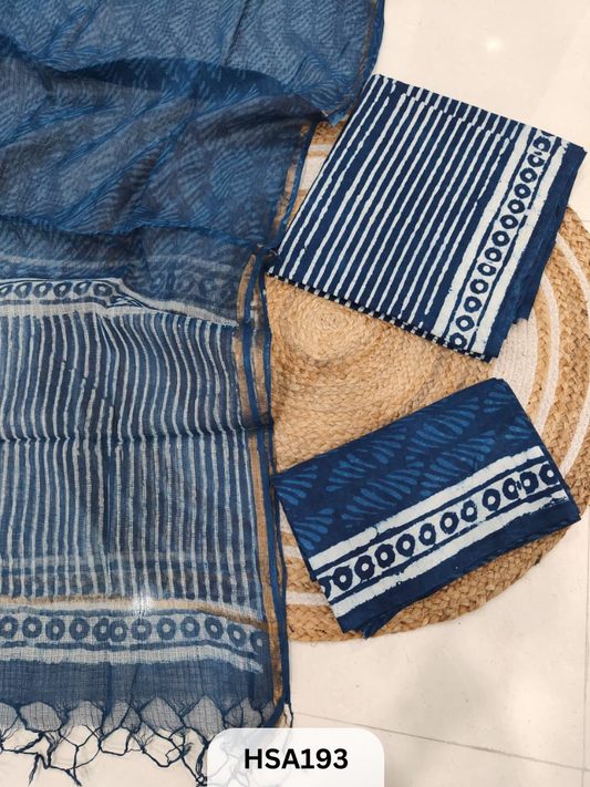 COTTON SUIT WITH KOTA DUPATTA - 3 PCS SET