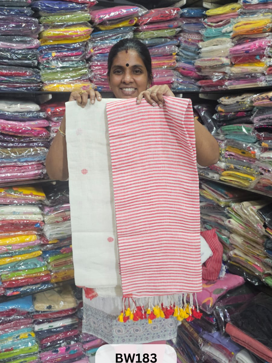 PURE 100 COUNT LINEN JAMDHANI HANDLOOM |TOP |DUPATTA