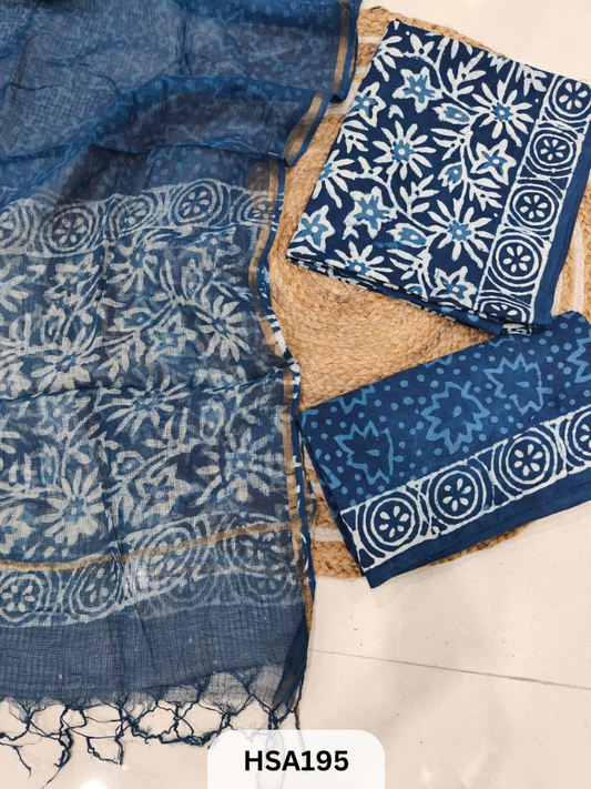 COTTON SUIT WITH KOTA DUPATTA - 3 PCS SET