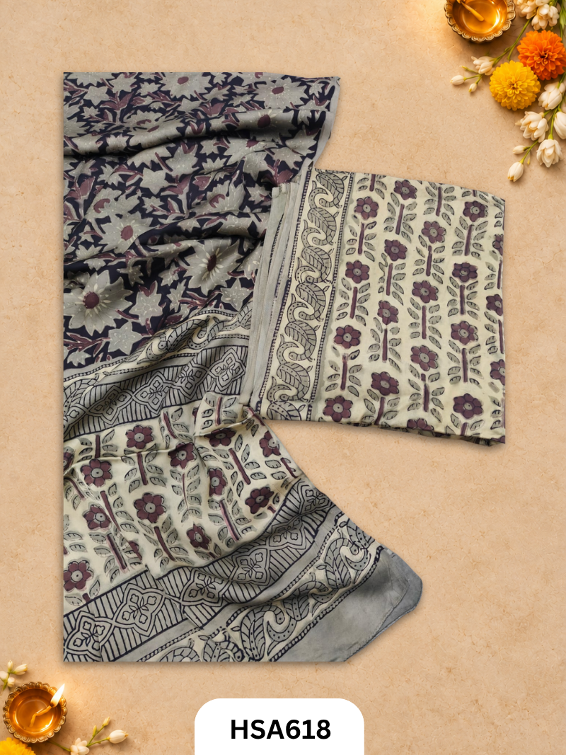 Vanaspati Ajrakh Handblock Printed Suits in Modal Silk Fabric Suits Top 2.5 mtr Dupatta 2.5 mtr