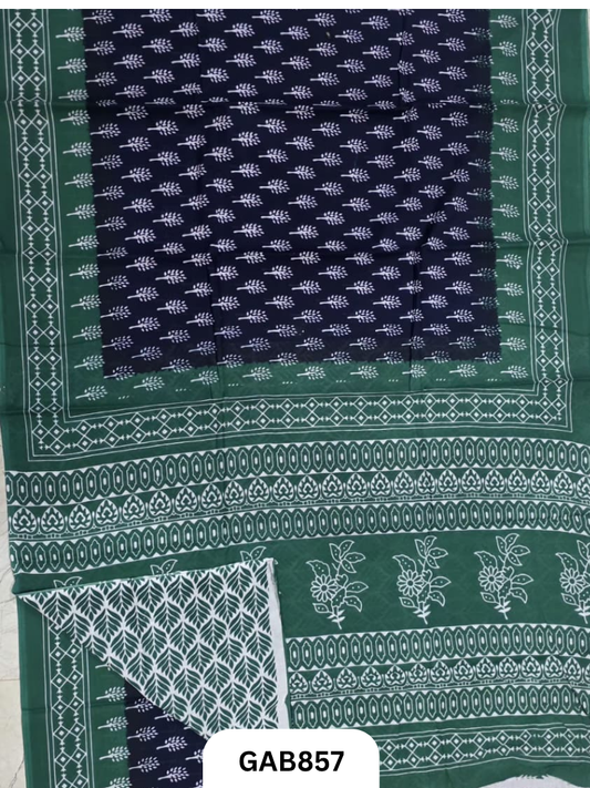 Bagru Block Print Cotton Mulmul Sarees With Running Blouse