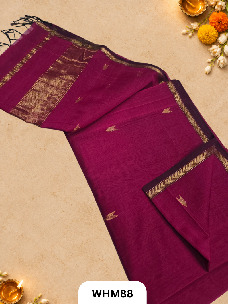 Maheshwari Handloom Small Border Butti Saree