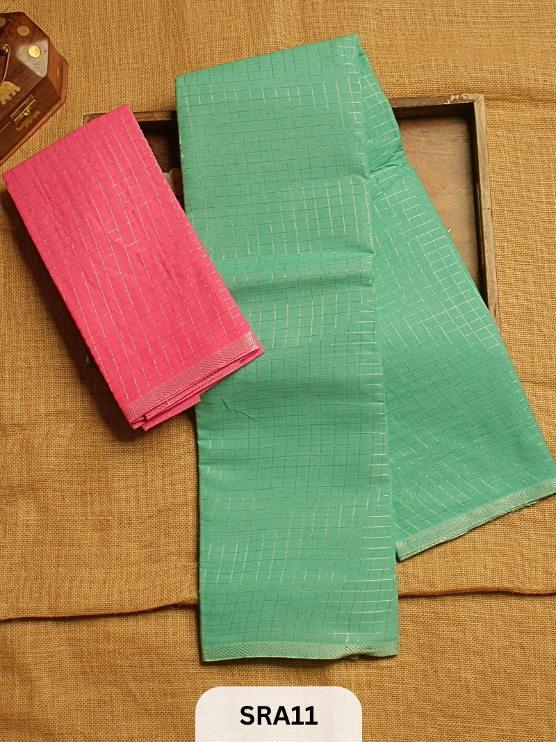 SUNGUDI COTTON SAREE WITH BLOUSE