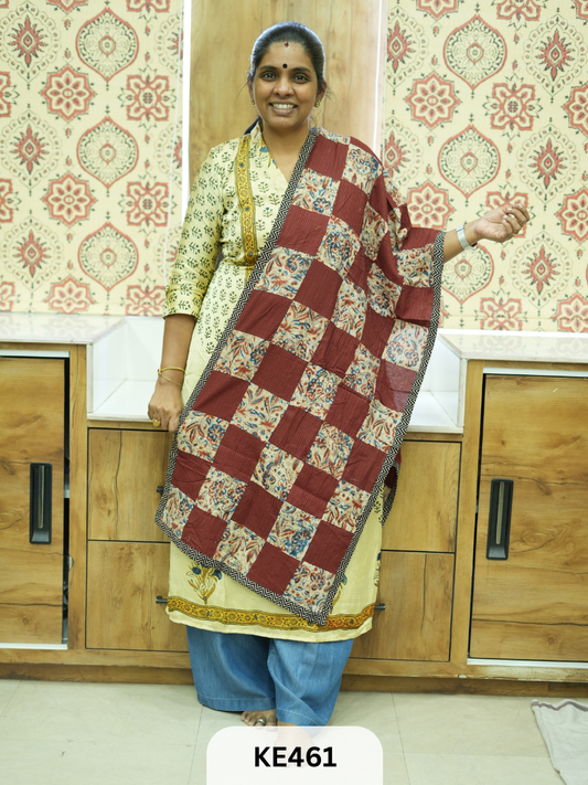 APPLIQUE AJARKH COTTON STOLES - VEGTABLE PRINT