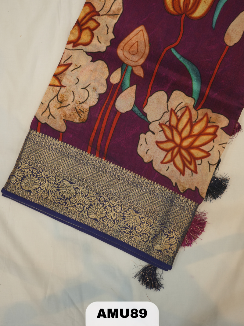 BANARAS RUSSIAN SILK SAREE WITH DIGITAL PRINT
