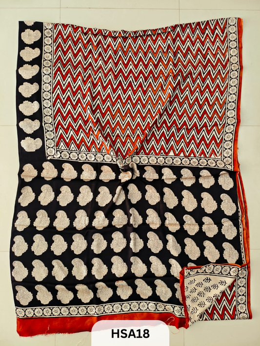 VANASPATI - VEGETABLE HANDBLOCK MODAL SAREE