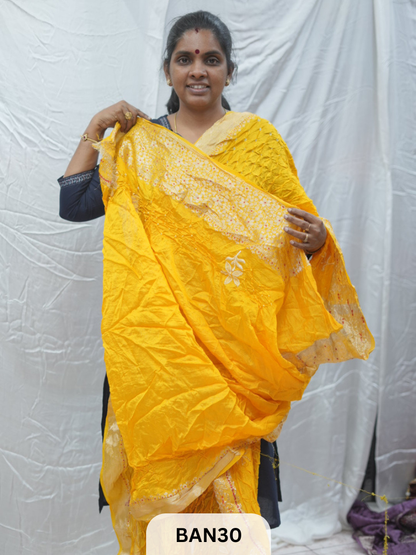 PURE RAW SILK WITH MEENAKARI BUTTA BANDHINI SAREE