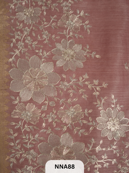 Pure Tussar Silk With Pitta Work - Metallic Theards