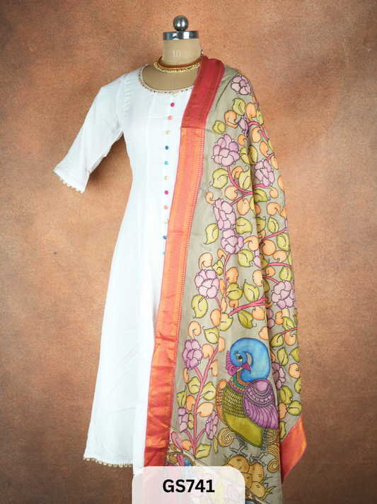 Pen Kalamkari Dupatta (Dupatta only)