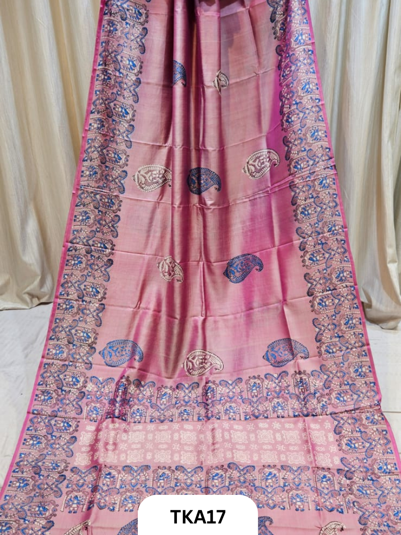 Pure Bishnupuri Silk Dual Shade Handblock