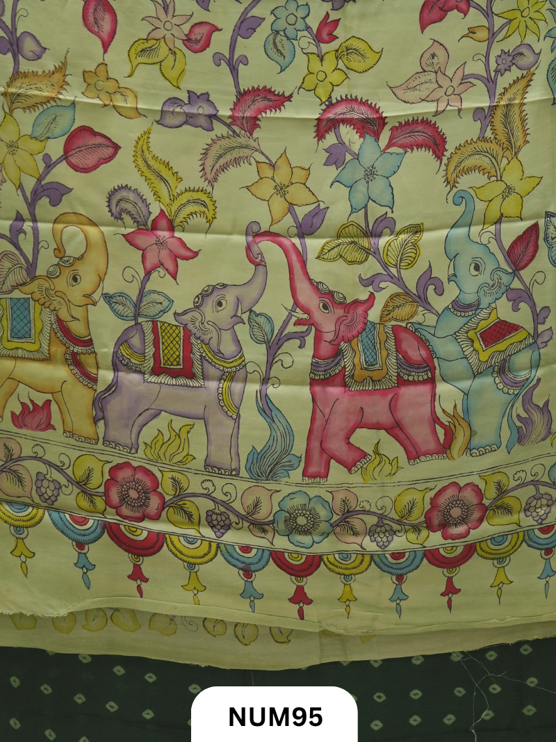 Modal Bandhini With Pure Penkalamkari Pallu And Blouse
