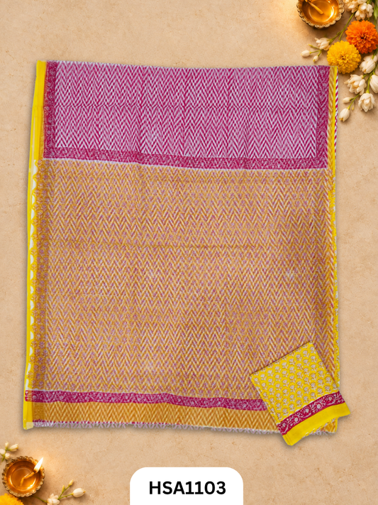 Hand Block Printed Traditional Designs & Multi Colour Combinations Kota Doria Sarees