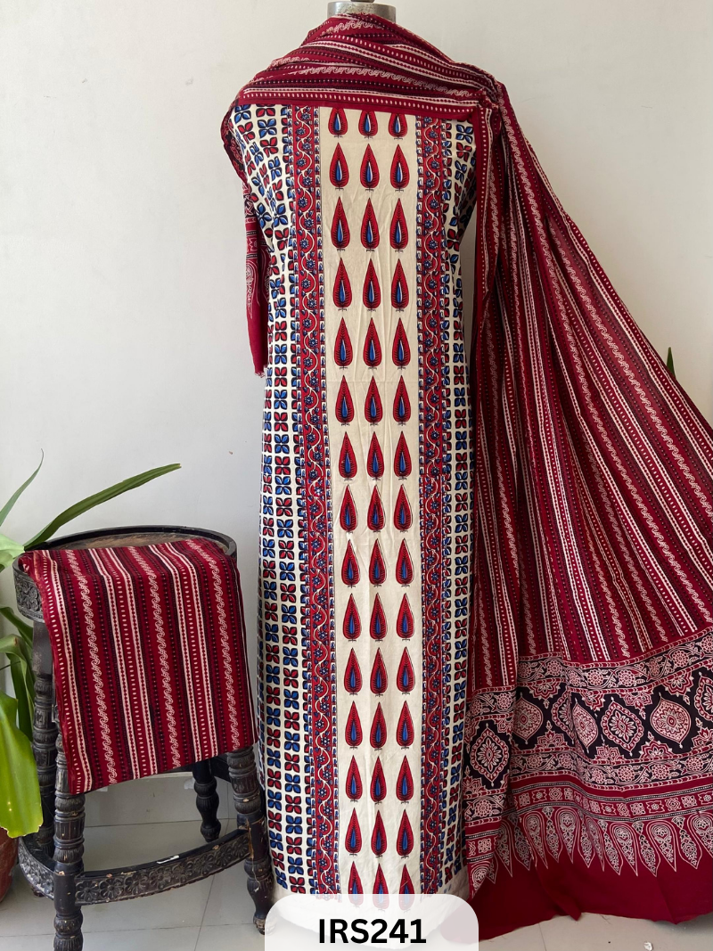 PURE COTTON FABRIC WITH AJRAKH PRINT DESIGNER SALWAR SUIT WITH AJRAKH PRINT BOTTOM