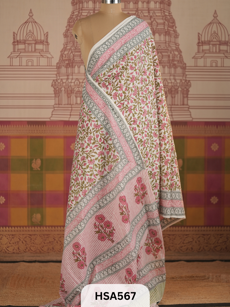 COTTON AJRAKH HANDBLOCK SAREE