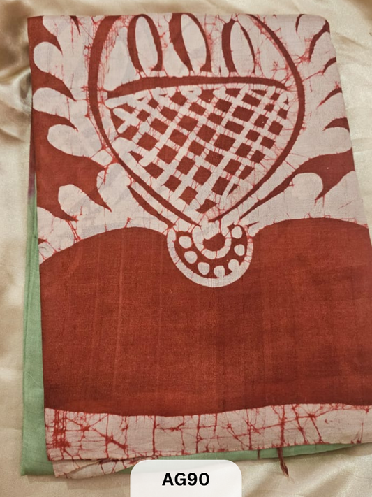 MURSHIDABAD HAND BATIK PAINTED SILK SAREE