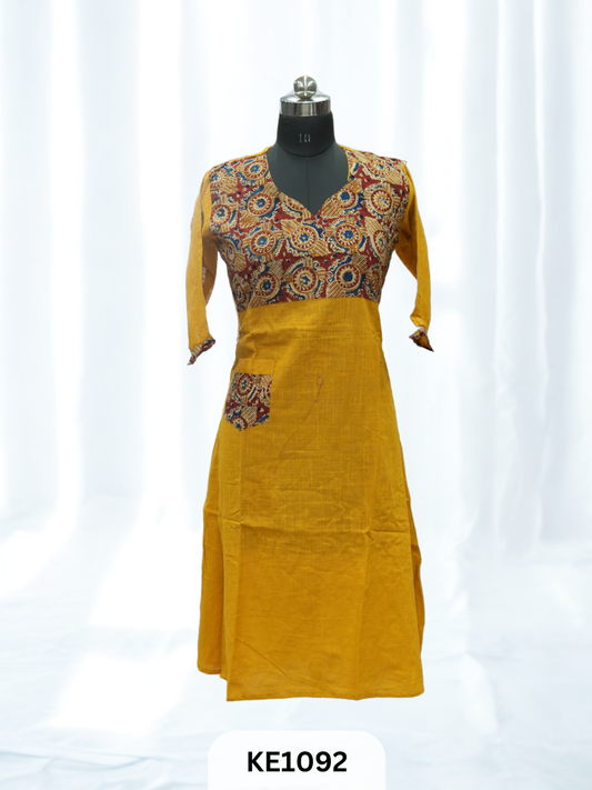 SLUB COTTON WITH NATURAL YOKE - ALINE KURTI
