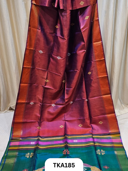 Pure Bishnupuri Katan Kalakshetra Silk – Handwoven Saree
