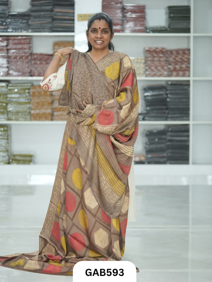 Nashpal & Pomegranate Peel Printed Modal Silk Sarees with blouse