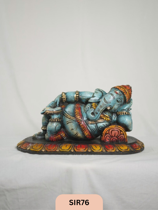 WOODEN SLEEPING GANESH - Height 9" INCH, WIDTH 16"INCH