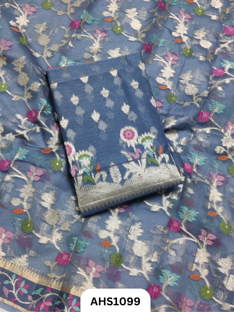 Pure Silk Kota Weaving Two Piece Dress Material  Heavy Weaving Dupatta & Kurta