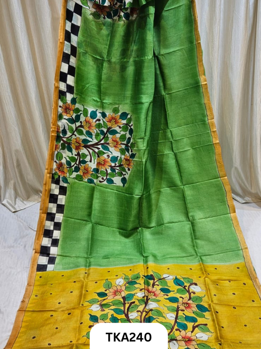Murshidabad Silk Hand Painted Saree