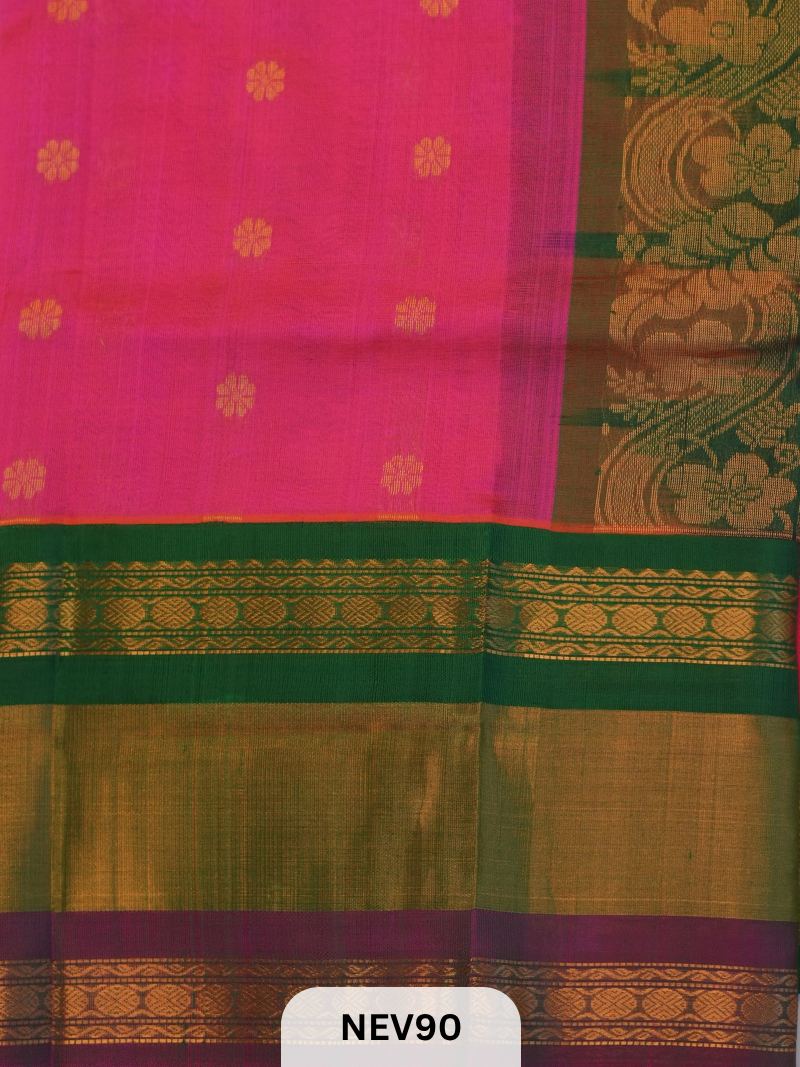 Korvai Pattu Long Border Body Butta Saree