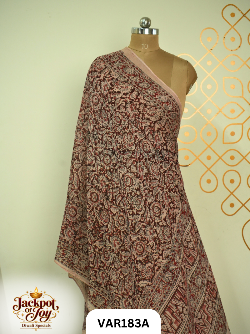 Pure Handblock Kalamkari Duppata