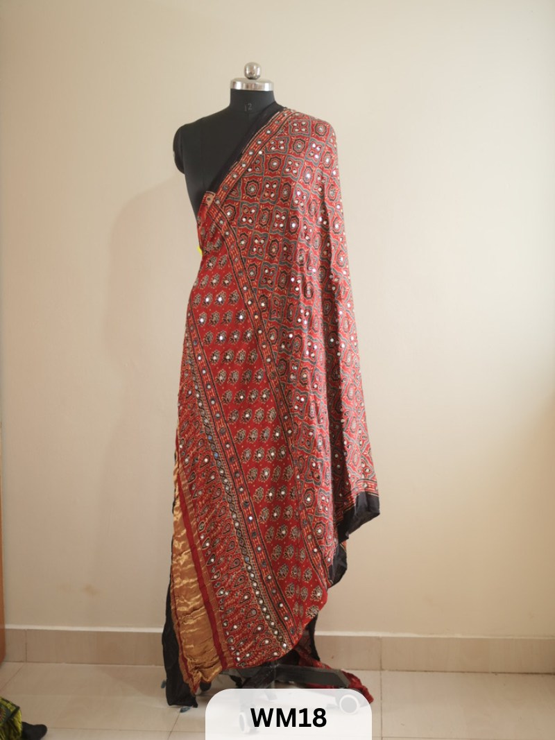 MODAL SILK WITH GLUED MIRROR LAGDI PATTA DUPPATTA