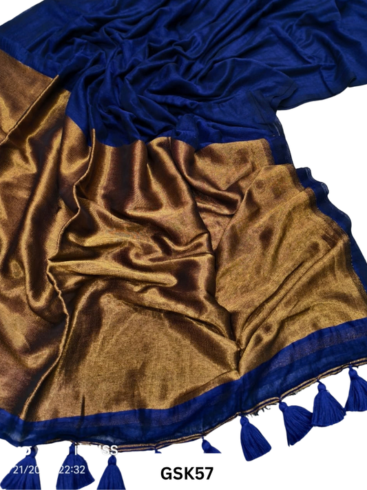Plain Modal Tissue Saree With Blouse piece