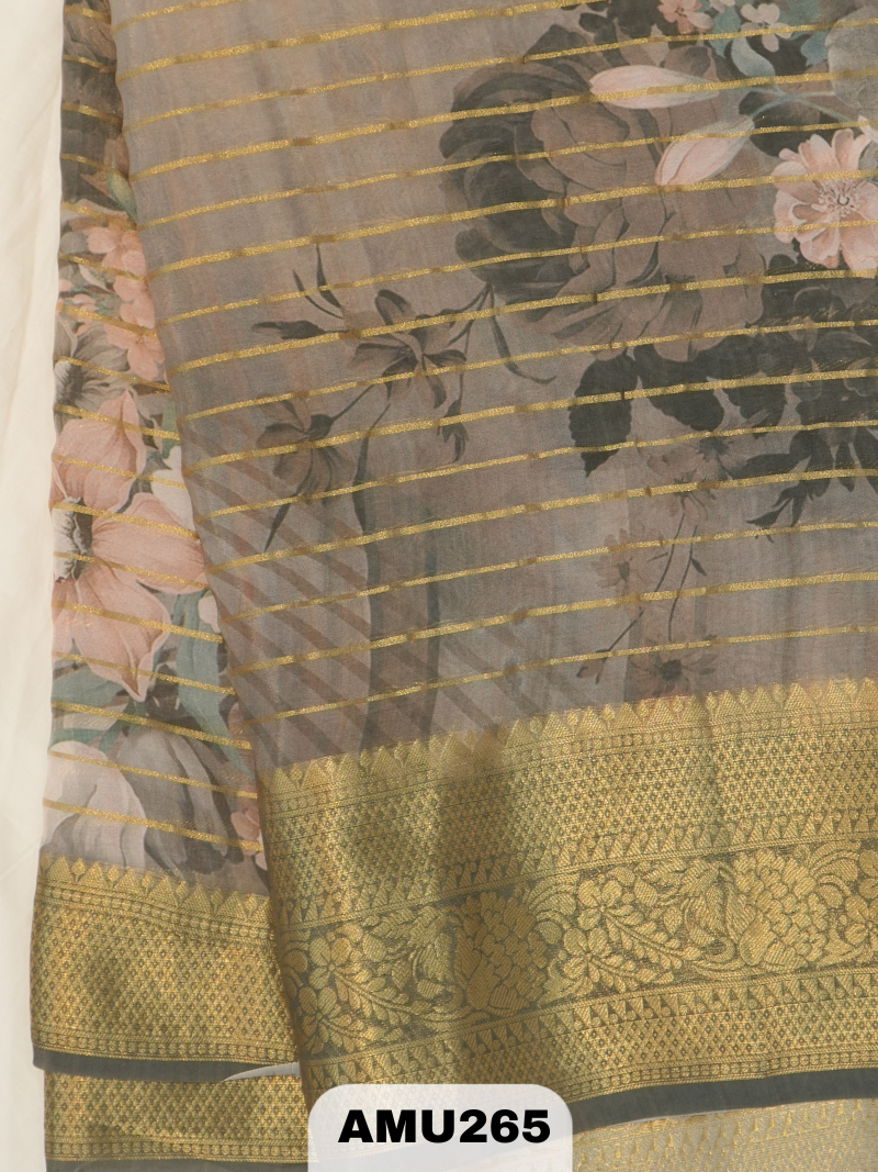 BANARAS RUSSIAN SILK SAREE WITH PRINTED