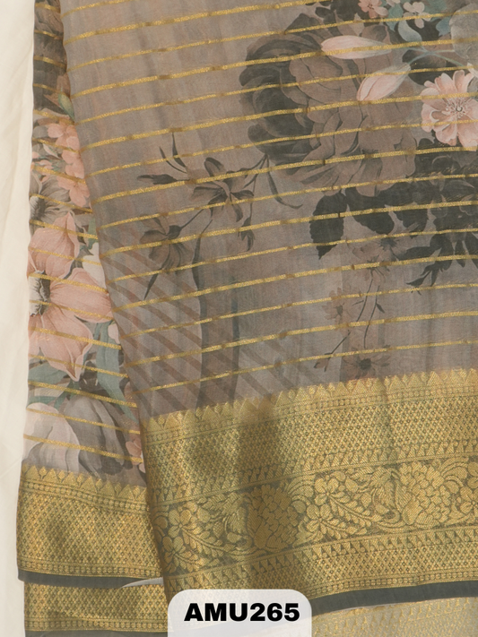 BANARAS RUSSIAN SILK SAREE WITH PRINTED
