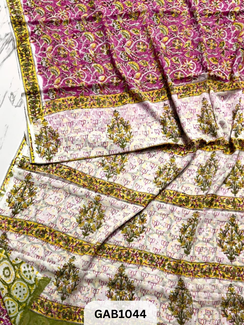 Premium Hand Block Printed Georgette Sarees with Blouse
